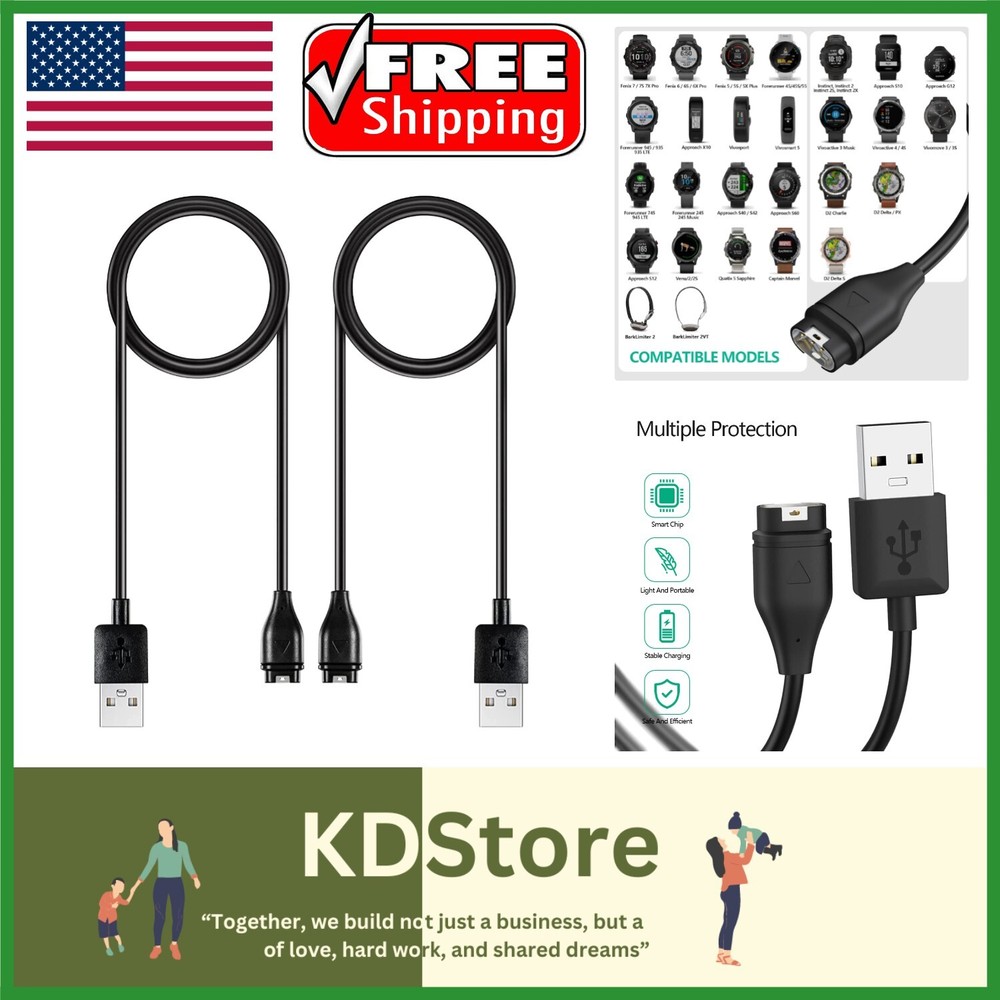 Compatible for Garmin Watch Charger Cable (2 Pack)