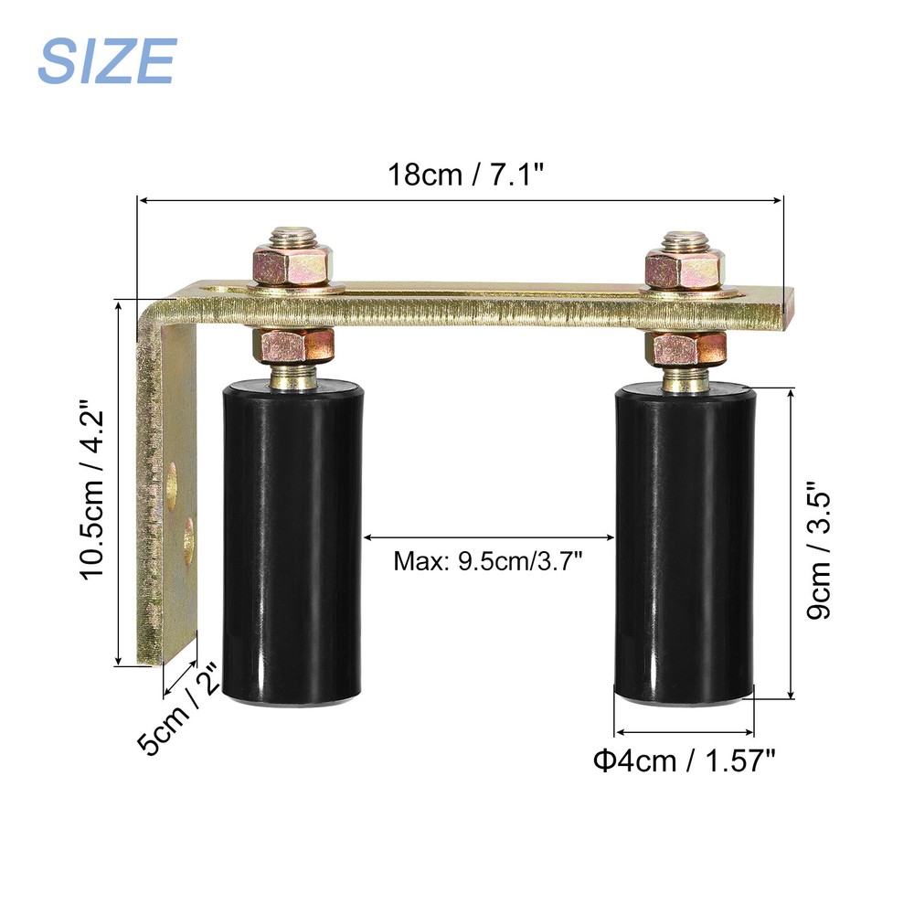 Slide Gate Guide Roller with L Post Bracket 3" Dual Nylon Rollers Black