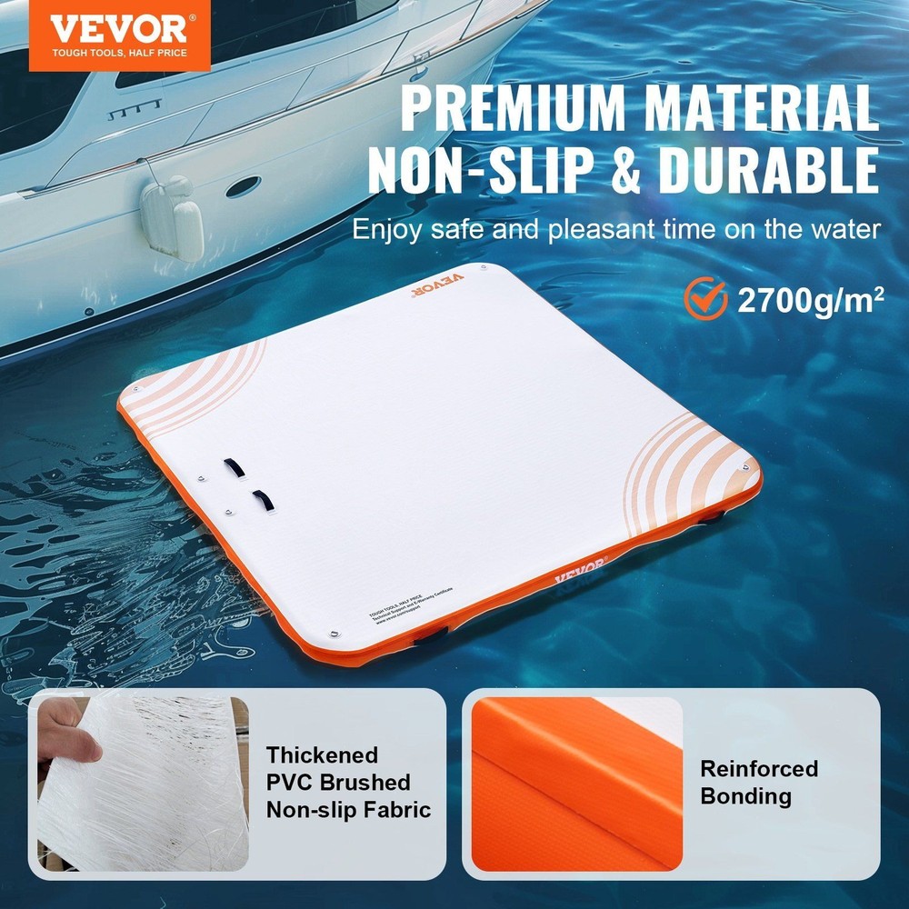 7x7ft Inflatable Raft Platform with Durable Brushed Fabric and Ladder