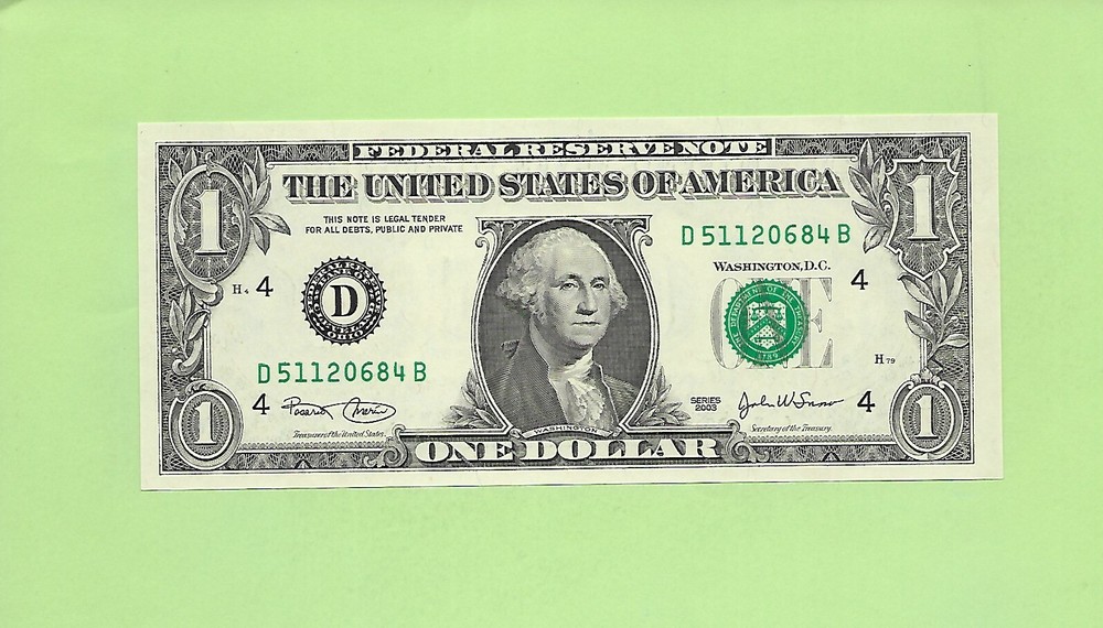 2003 ..UNCIRC $1  D 5112 0684 B  .... 2003  $1  D-B       NICE NOTE     FRN