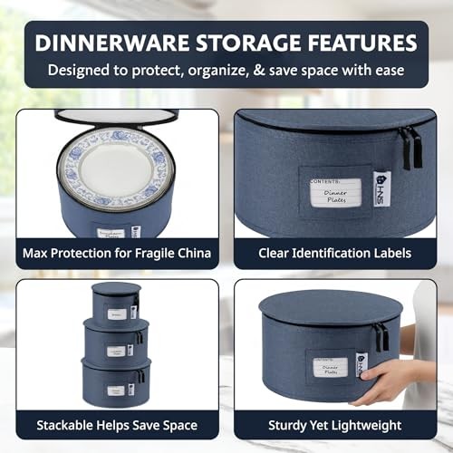 Salad Plates Storage Container - Hard Shell China Organizer 9" Salad Plates
