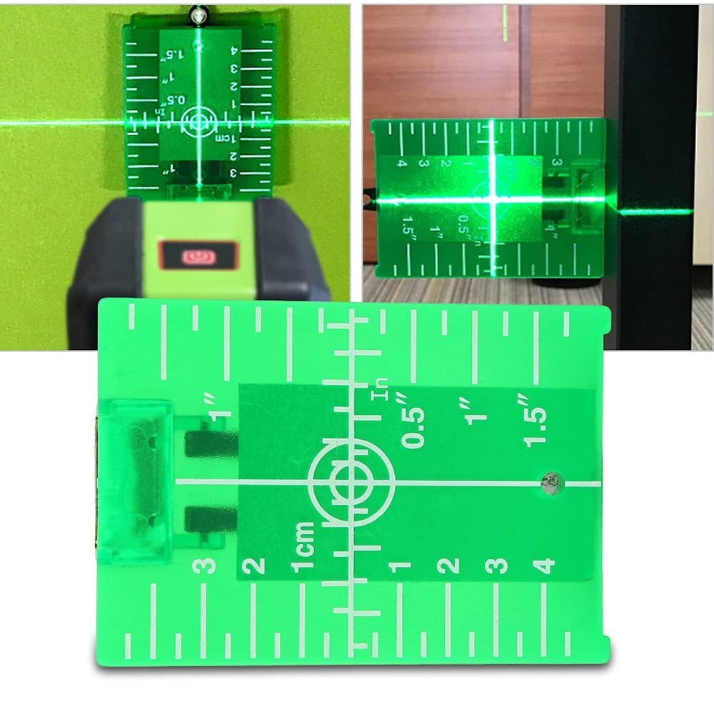 Laser Level Target Plate, Double Scale Cross Line Meter, Green