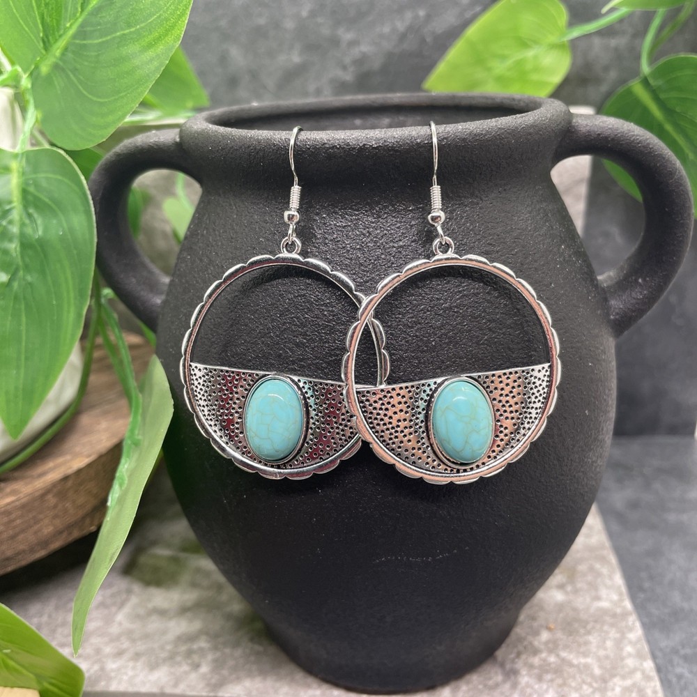 2.45” Silver-tone Boho Retro Earring Set Drop Dangle New Free Ship B6372