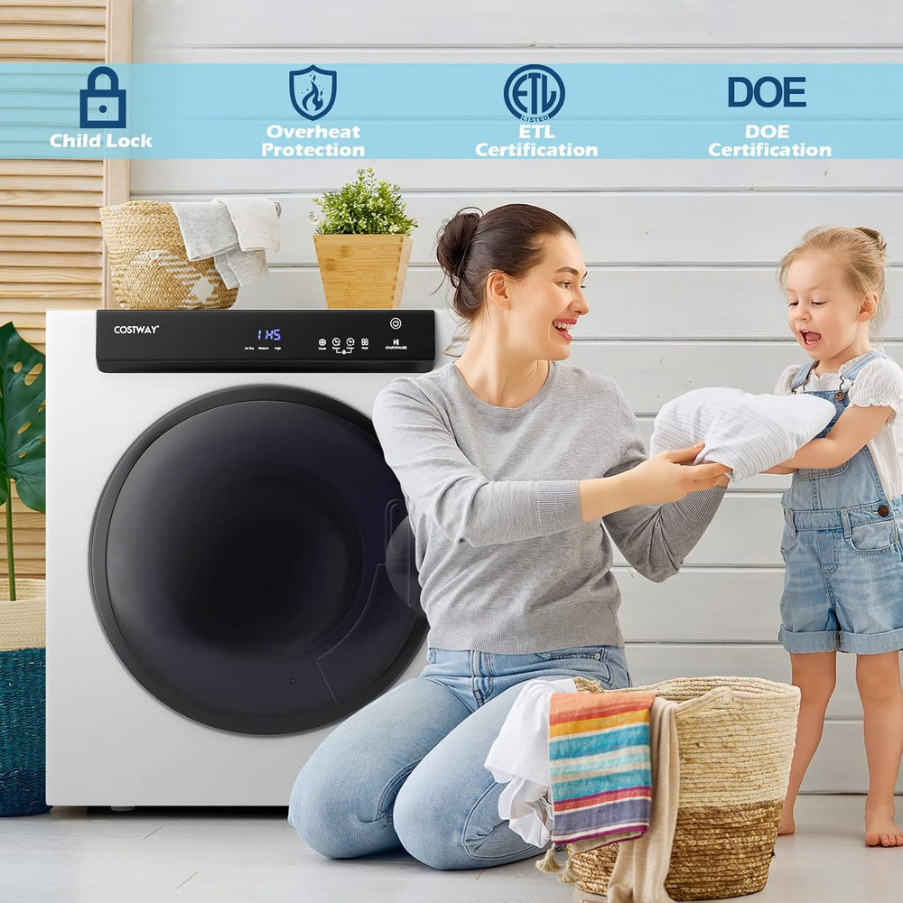 Compact Portable Dryer, with Touch Panel, 2 Modes, 3 Heating Powers and Adjustab