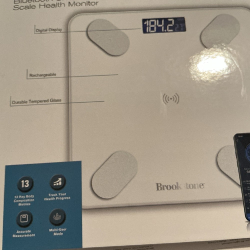 Brookstone Bluetooth Smart Scale Health Monitory NIB