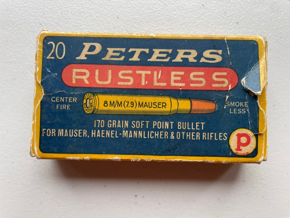Vintage Peter’s Rustless 8M/M Mauser Ammo Box Empty