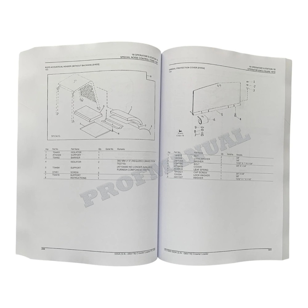 John Deere 555A Crawler Loader Parts Catalog Manual