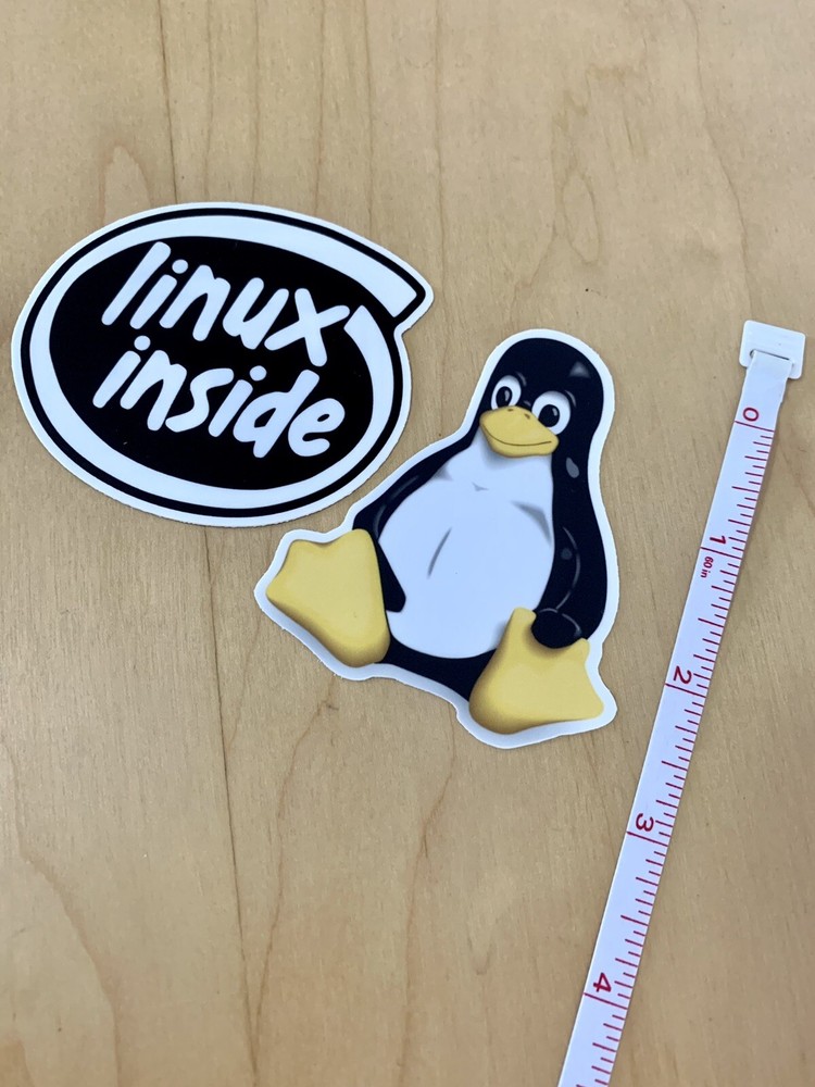 2 PCS Linux Inside Tux Penguin Vinyl Sticker Open Source Programming Decal 3” in