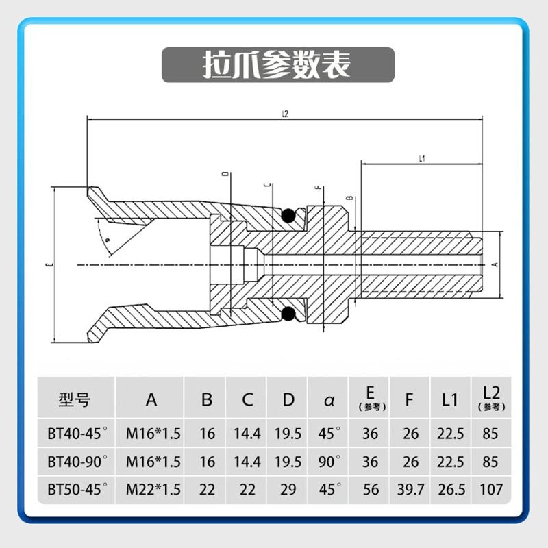 BT40-45 4 Petal Clamp Pull Claw for Cnc Spindle W/ 45 Degree Outer Screw