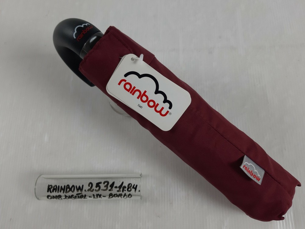 Unisex Mini Umbrella - Automatic - 8 Sticks - Bordeaux - 25311 - Rainbow