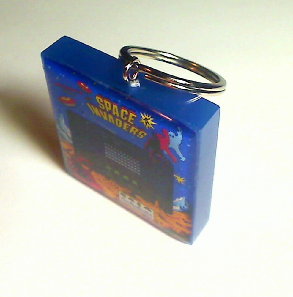 Space Invaders Arcade Coin Door accessory Keychain