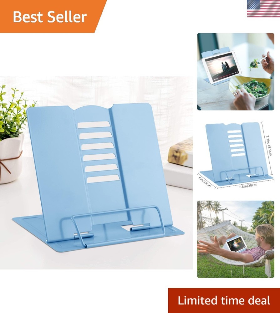 Ergonomic Adjustable Book Stand – Light Blue Reading Rest for Kids, Ages 3-10