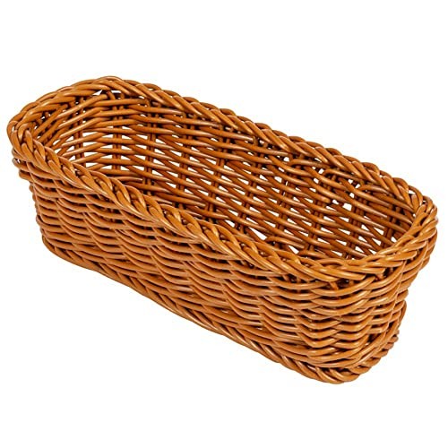 G.E.T. WB-1507-N Rectangular Polyweave Bread Roll Serving Basket, 10" x 4.75",