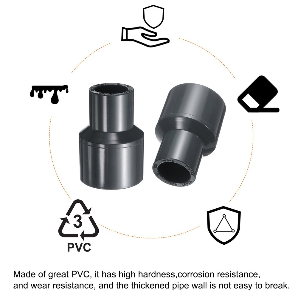 3pcs PVC Reduce Coupling 1 x 1/2" Increaser/Reducer Coupling Pipe Fitting