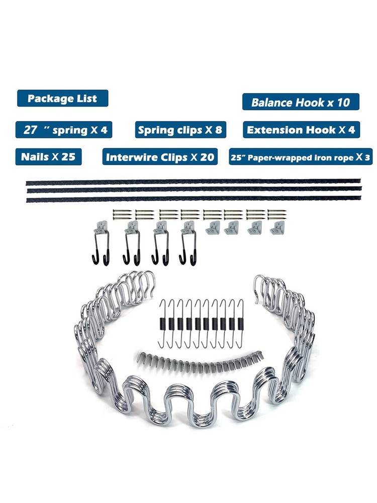 Kaupuar 27" Sofa Upholstery Spring Replacement Kit for 27 inch 4pcs, Silver