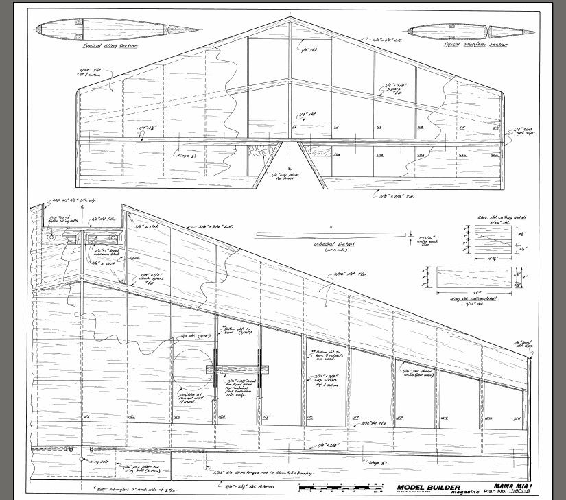 Mama Mia 65 inch wing / Pattern Model Giant RC Model AIrplane Prinetd Plans