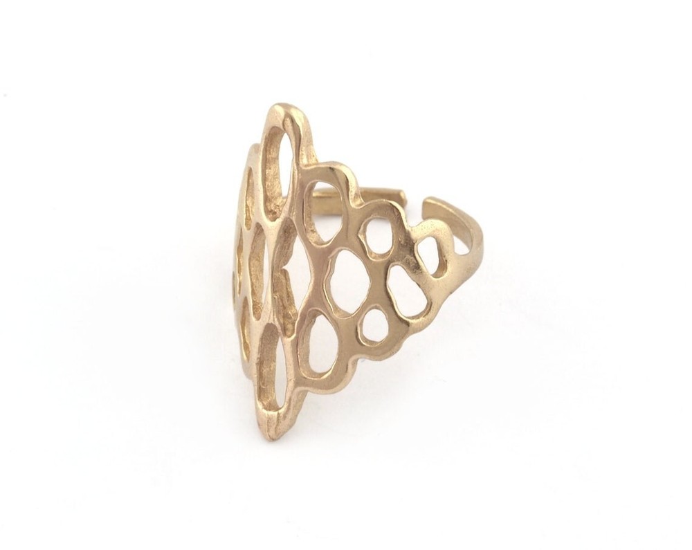 2 pcs Marquise Ring, Adjustable, Raw brass (18mm 8US inner size) 5149