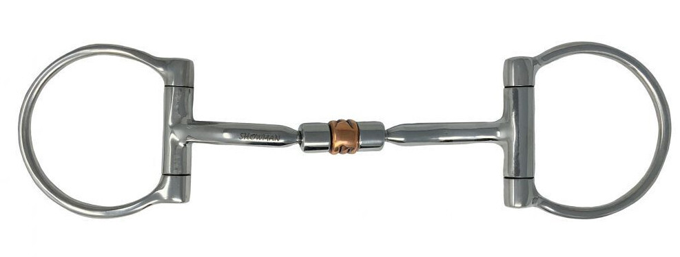 Western Saddle Horse Offset D Ring Snaffle Bit 5" w/ Copper Roller Mouthpiece