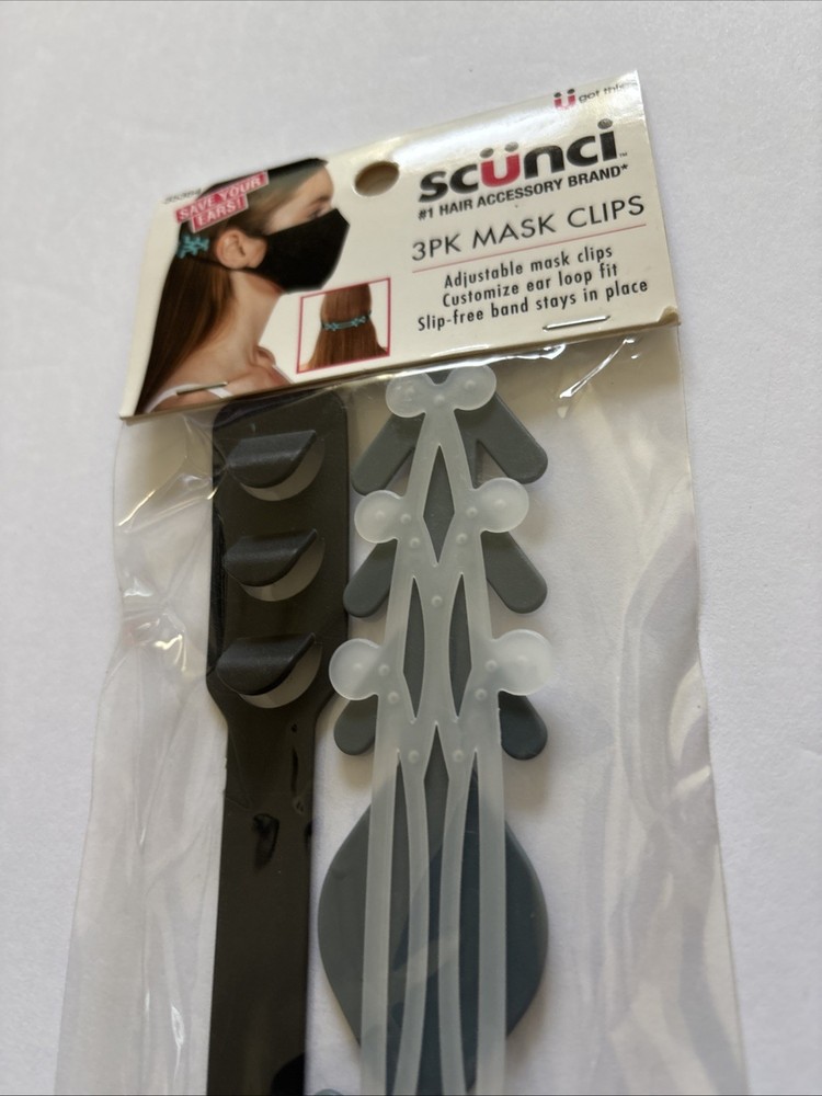 Scunci Adjustable Ear Strap Saver, Extender Holder, Comfortable Band Clip (3pc)