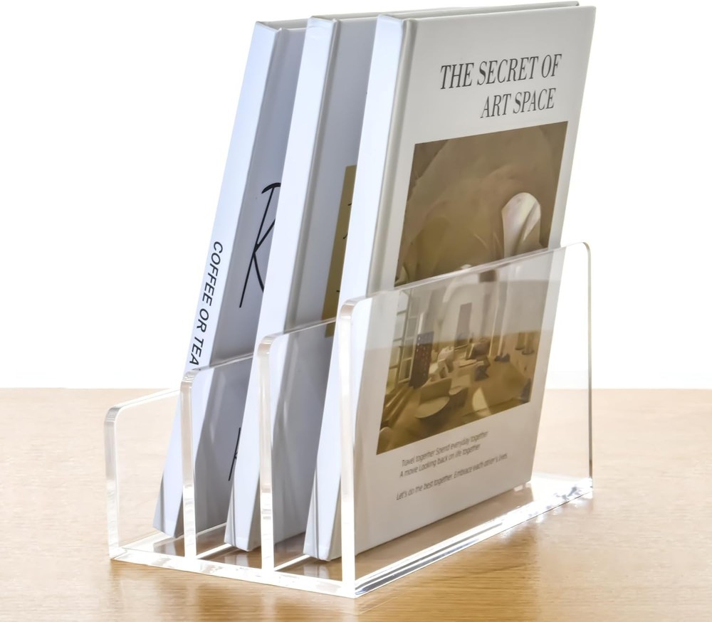 3 Compartments Clear Acrylic Mail Holder – Vertical Letter Sorter &