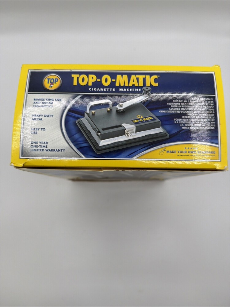 TOP-O-MATIC CIGARETTE MACHINE Clean Barely Used Cigarette Rolling Machine W/Box.