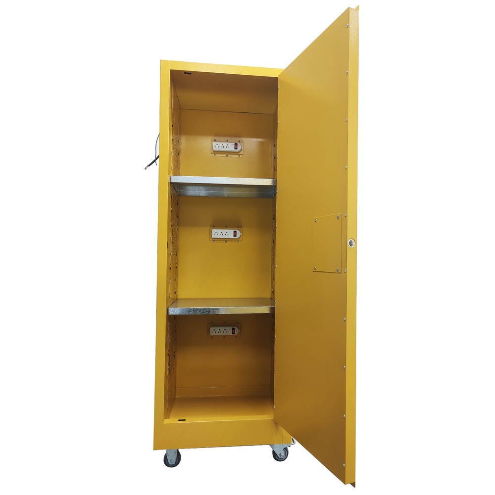 Fireproof Safety Explosion-Proof Box Mobile Battery Charging Cabinet w Socket