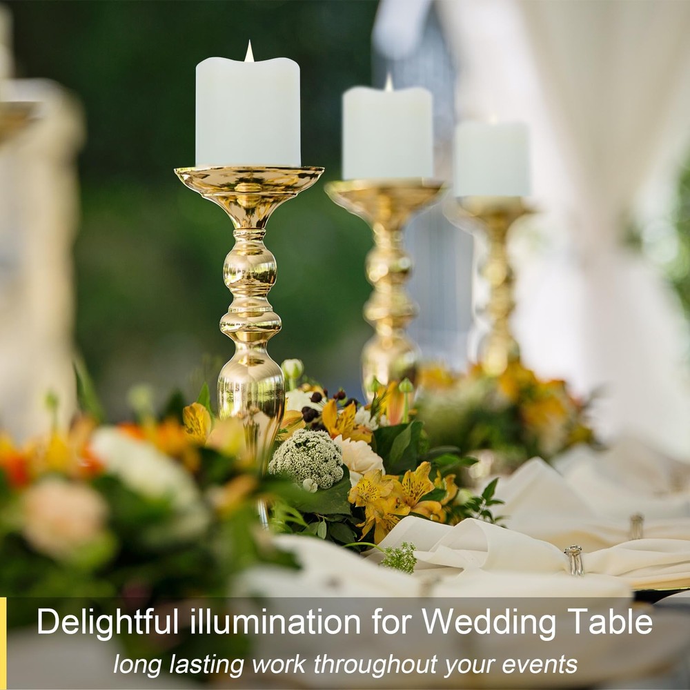 Flameless LED Candles with Timer 3D Flickering Flame 3" x 3" Ivory