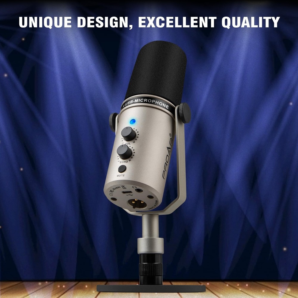 USB/XLR Podcasting Dynamic Microphone,Professional USB Gaming Microphone for ...