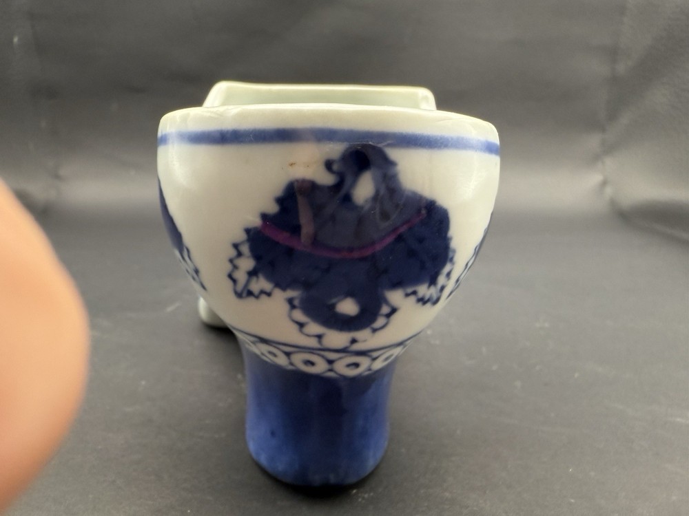 Vtg Ceramic Shoe Blue And White Planter