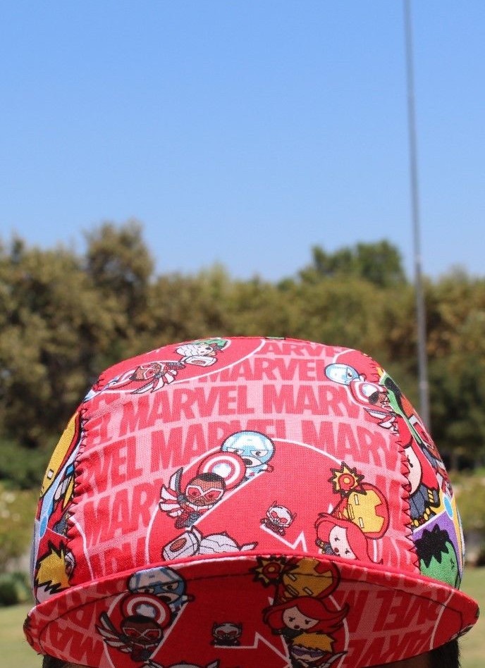 CYCLING CAP MINI MARVEL COMIC 100% COTTON ONE SIZE HANDMADE