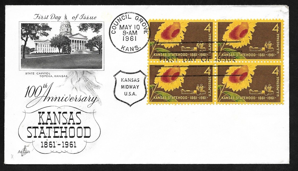 #1183 4c Kansas Statehood- ArtCraft FDCB4