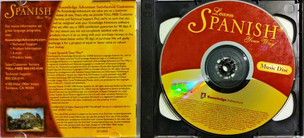 Learn Spanish Your Way 2-Disc PC CD-Rom Windows Knowledge Adventure Very Good