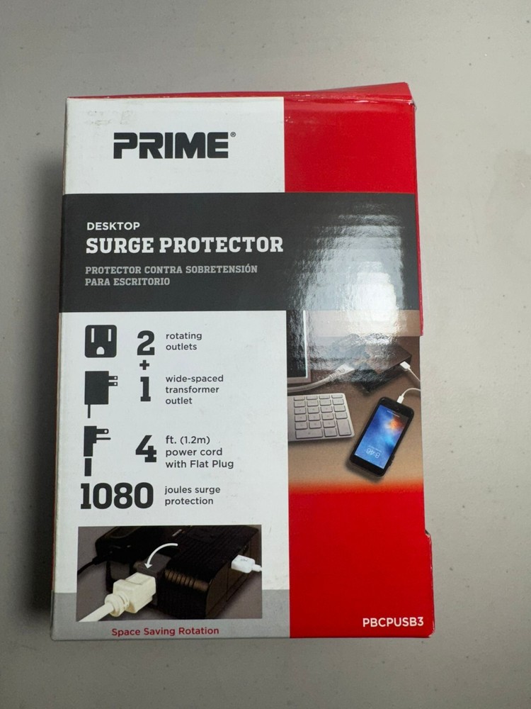 Prime Desktop Surge Protector PBCPUSB3