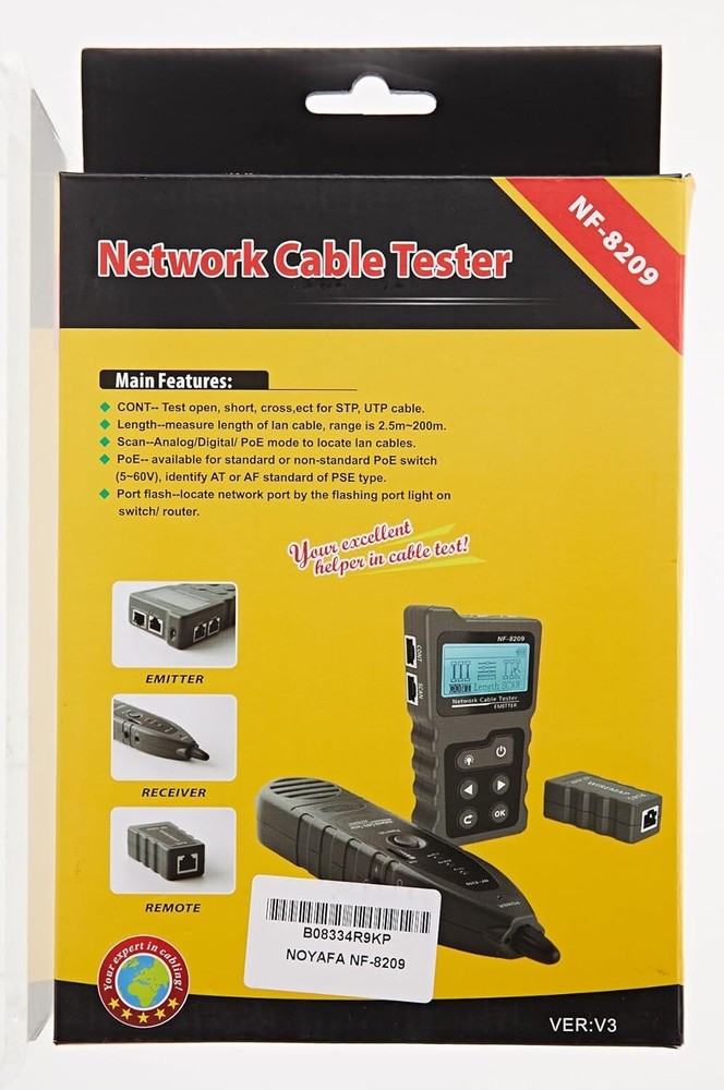 Advanced Network Cable Tester with PoE & AC Voltage Detection for Professionals
