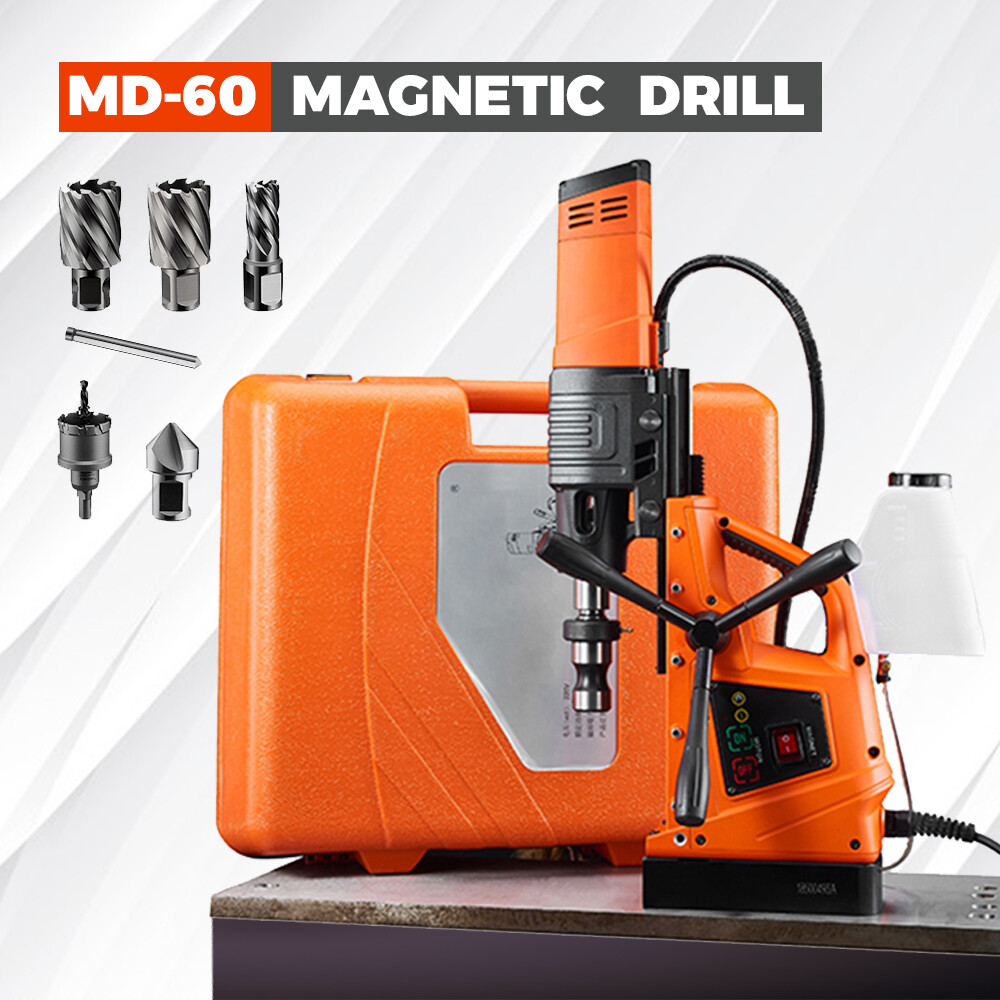 MD60 Electric Magnetic Drill Press Max 3in Depth 2-3/8" Dia Magnet Force Tapping