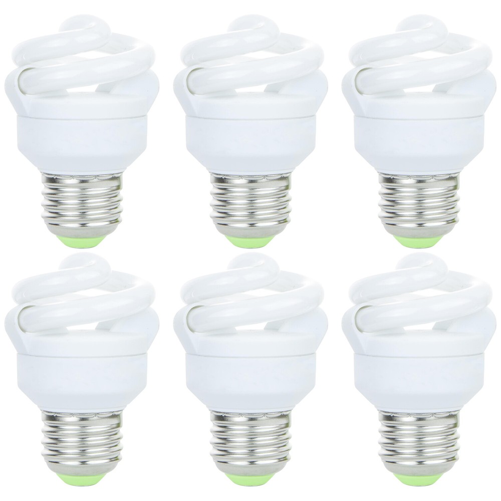 Sunlite Super Mini Spiral CFL Bulb 5 Watt Medium Base 27K Warm White - 6 Pack