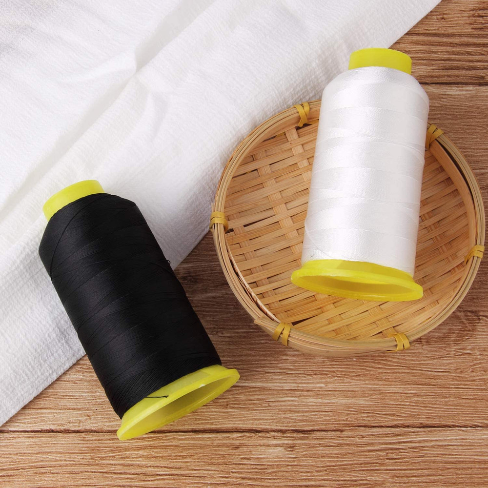 T70#69 Bonded Nylon Sewing Thread - 1500 Yard Spool -(White+Black) 2PCS