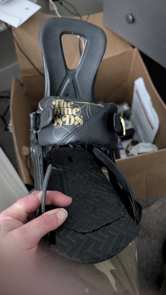Rome SDS Black Gold Snowboard Bindings Contour Ankle Strap OpenForm Toe Strap