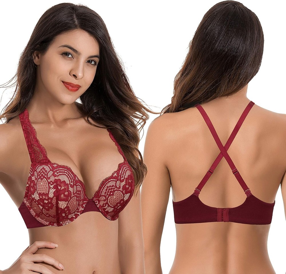 Curve Muse Push-Up Convertible Bra 48B 2-Pack Padded Underwire Multiway Strap