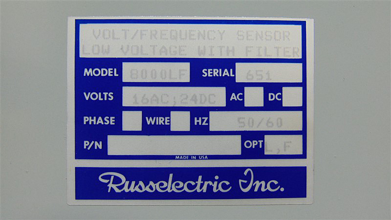USED Russelectric Inc. 8000LF Low Voltage Volt/Frequency Sensor