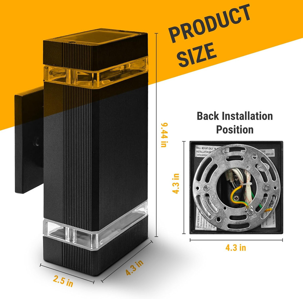 KOSTA Modern Outdoor Wall Light,3000K LED Square Wall Sconce,Waterproof Modern E