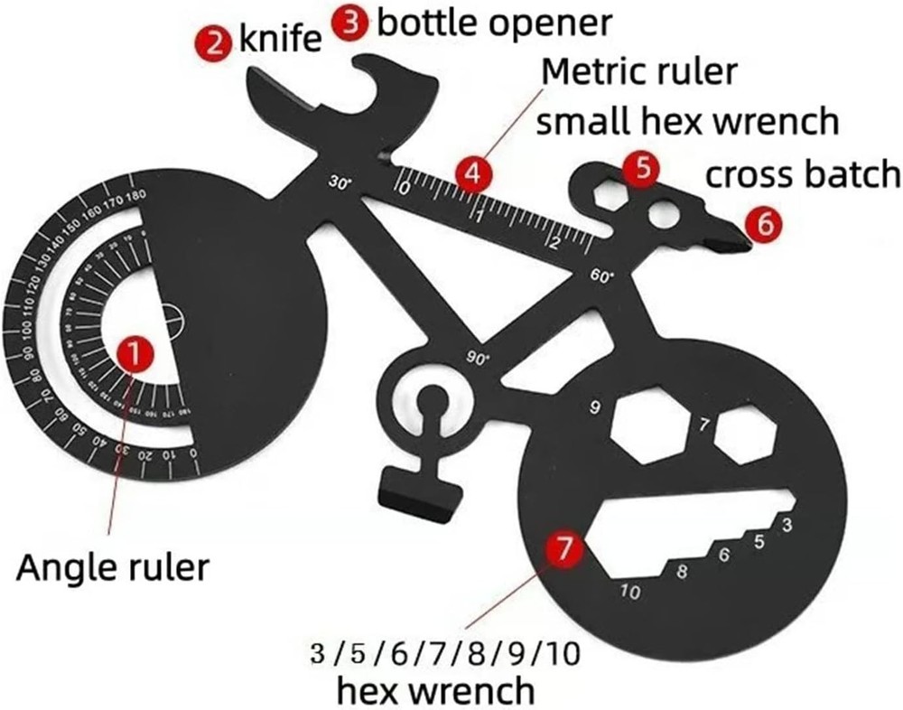 Bike-Shaped Multi-Function Tool Stainless Steel Bicycle Multi Tool with Screwdri