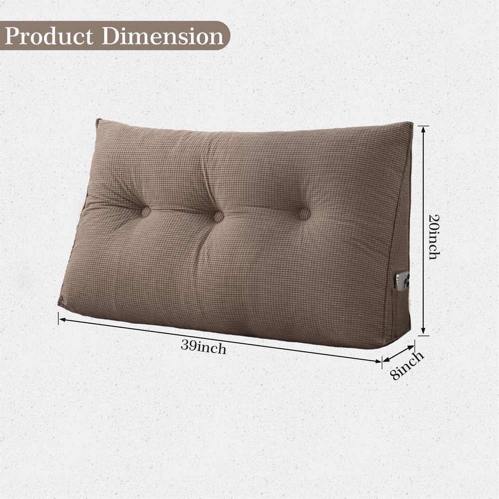 Headboard Wedge Pillow Corn Velvet Triangular Reading Backrest w/Removable Cover
