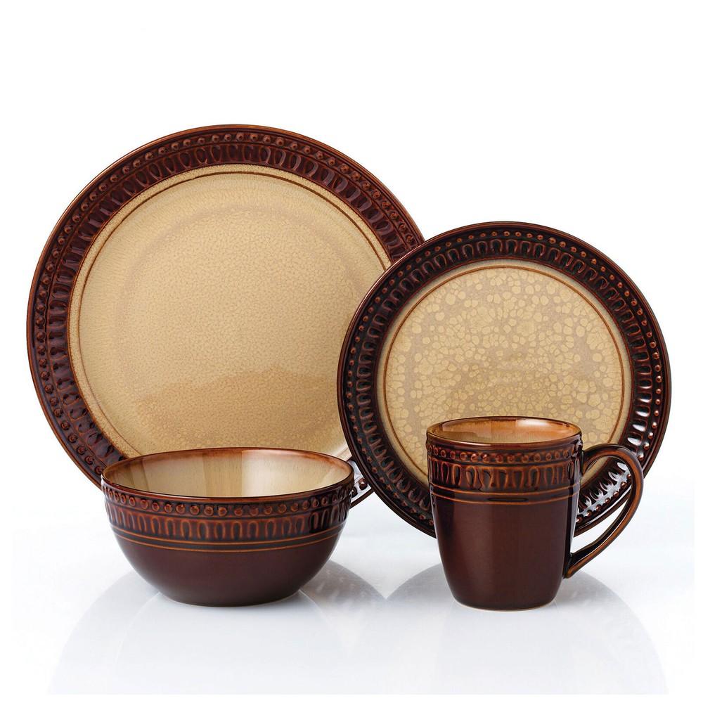 Elegant and Modern Stoneware Dinnerware Set for Parties - Mojave, 16 Piece