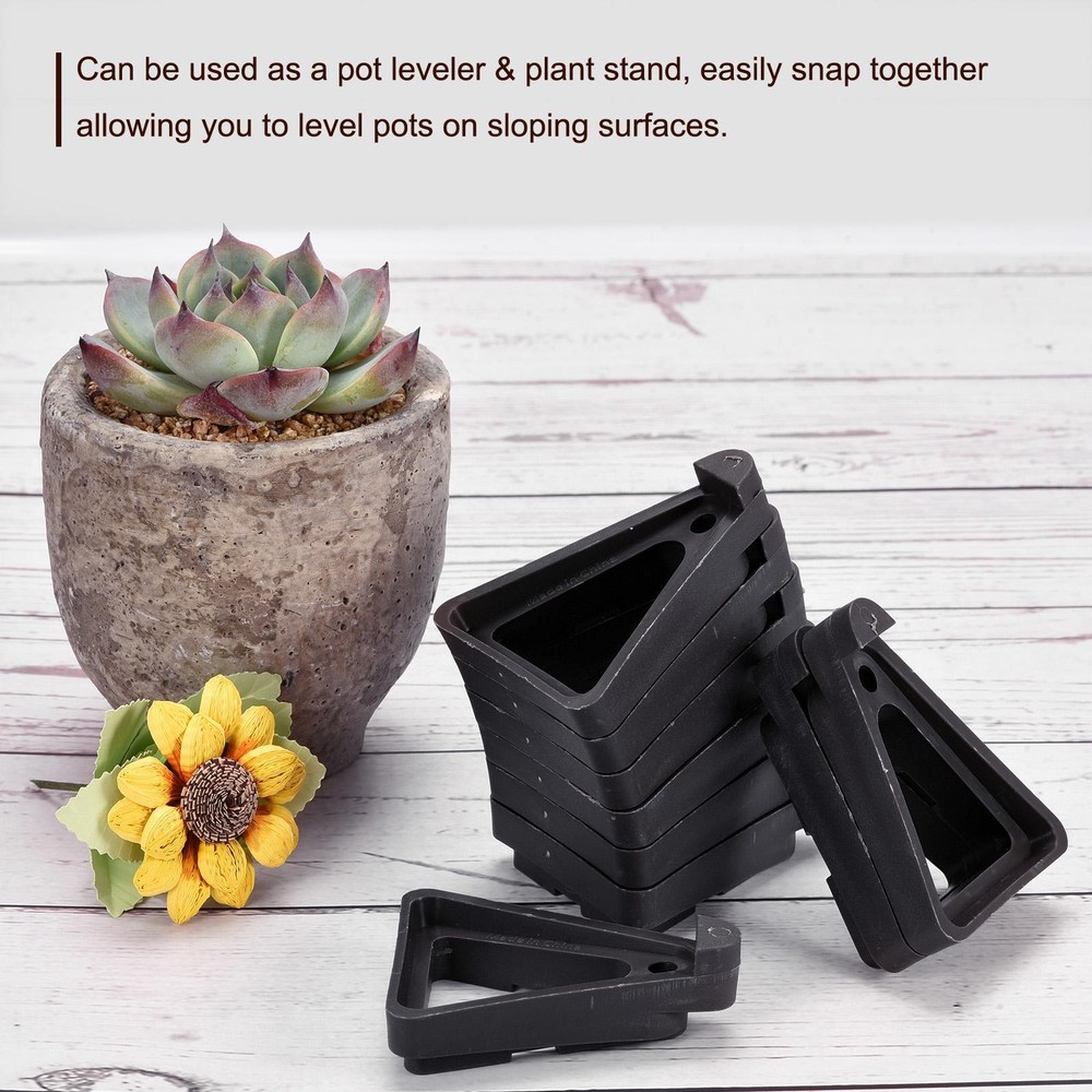 12pcs Plant Pot Feet Plastic Triangle Flower Bottom Stand Rack Riser Black