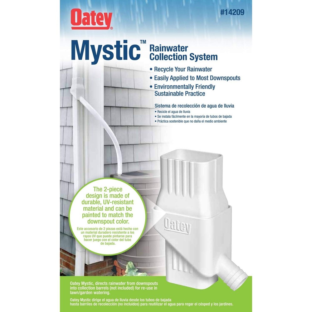White Rain Water Collection System Plastic Gutter Drain Downspout Diverter Hose