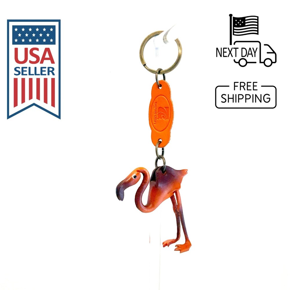 Flamingo Handmade Leather Keyring