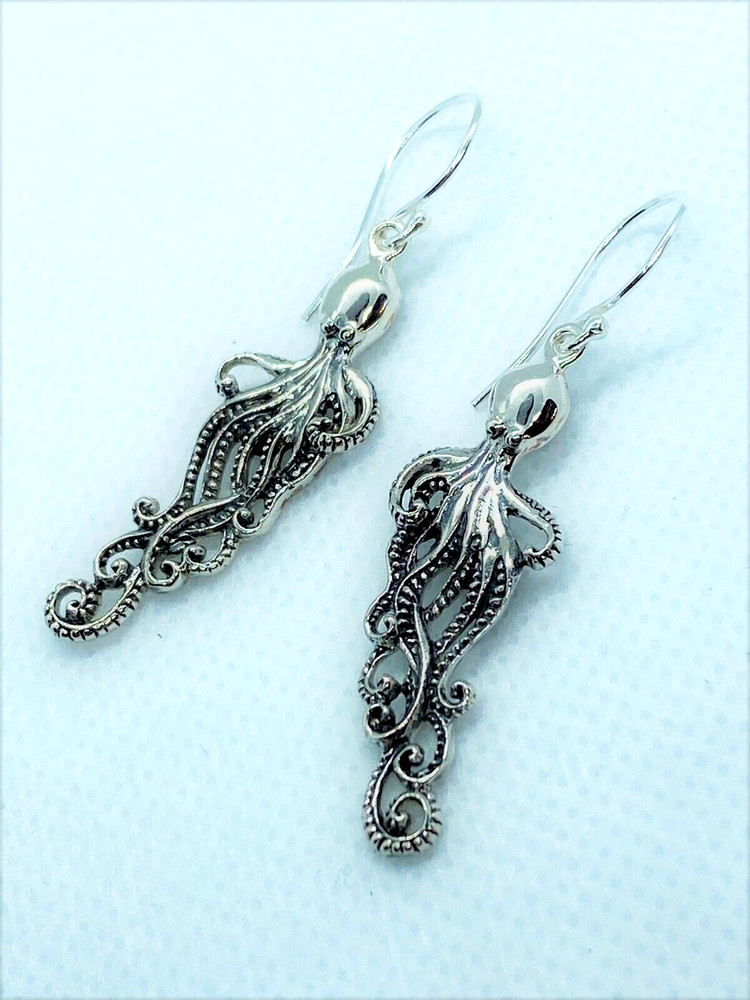 Octopus Earrings Dangles 925 Sterling