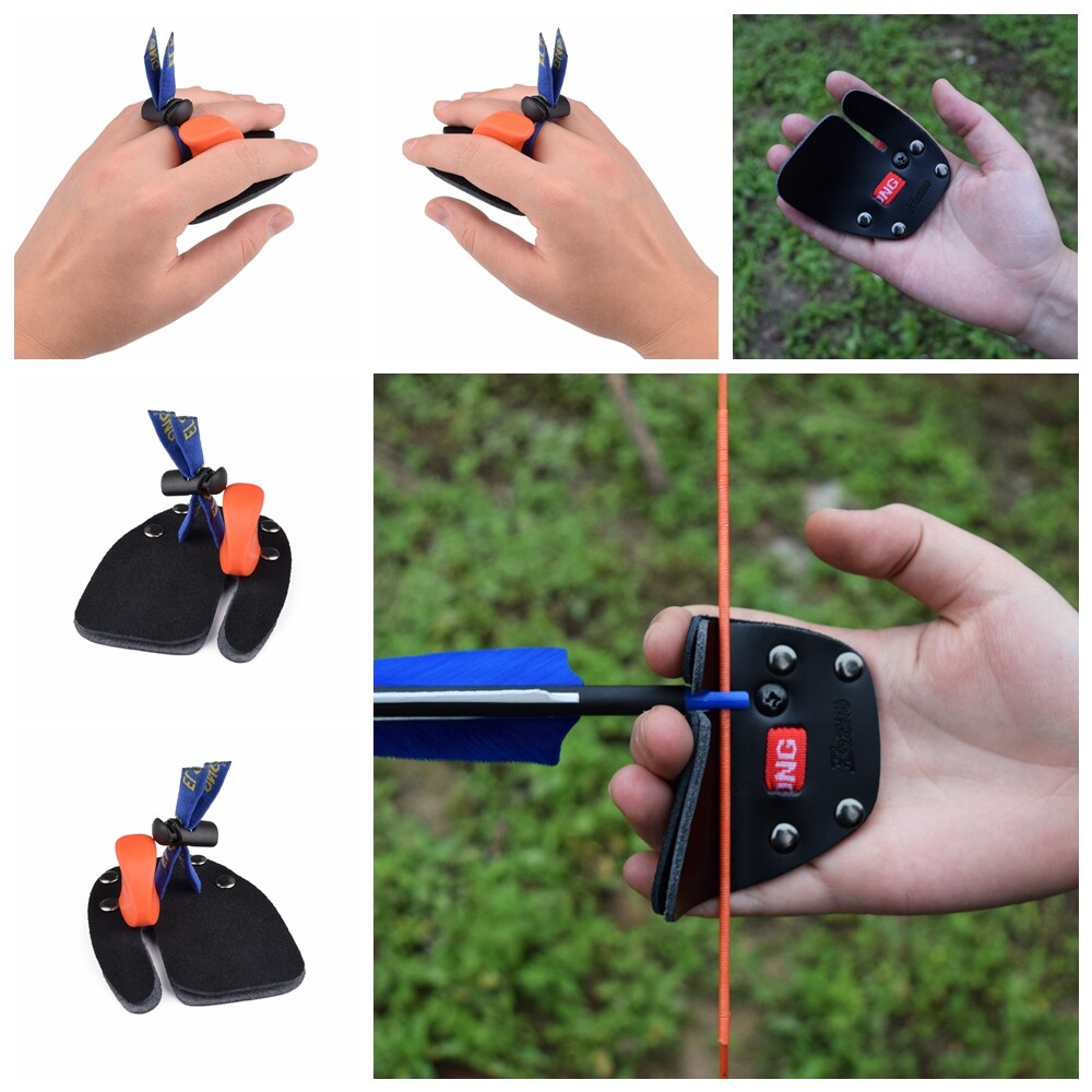 Archery Soft Leather Finger Tab Protector Guard Hunting Practice Left/Right Hand