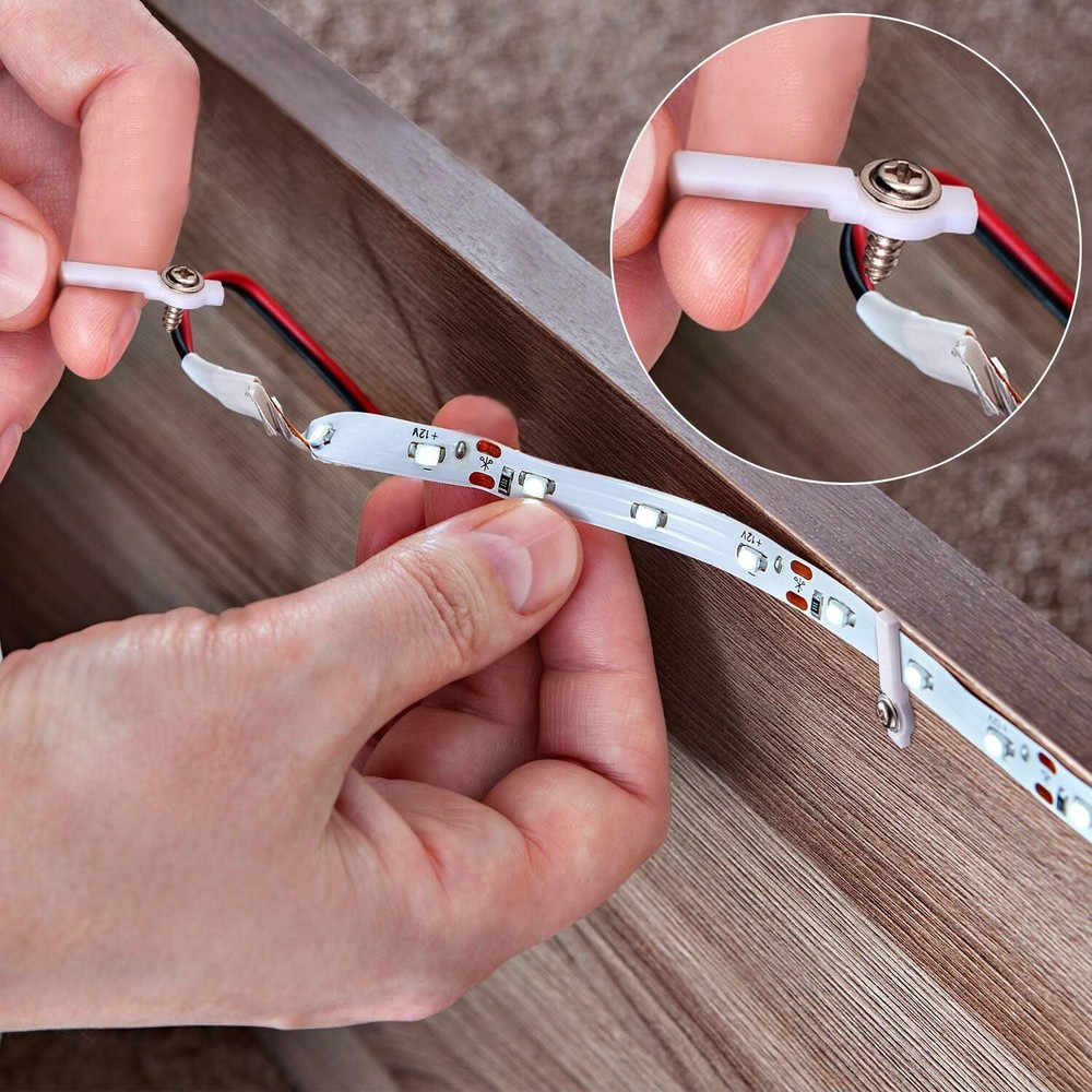 Mudder 300 Pieces LED Mounting Clips Bracket Strip Light White